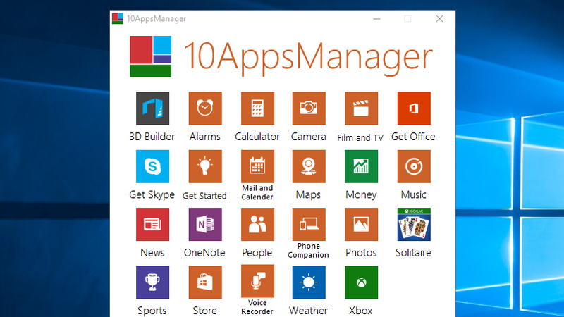 10AppsManager Uninstalls or Reinstalls Default Windows 10 Apps