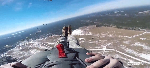 Watch a military jump from the point of view of a US Army paratrooper