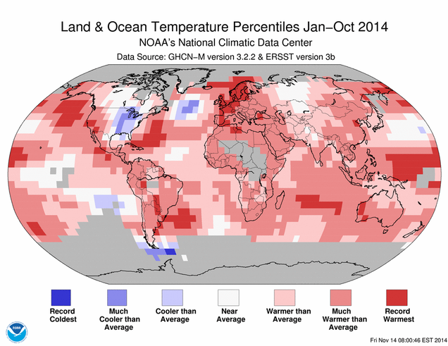 2014, muy cerca de ser el año más cálido jamás registrado