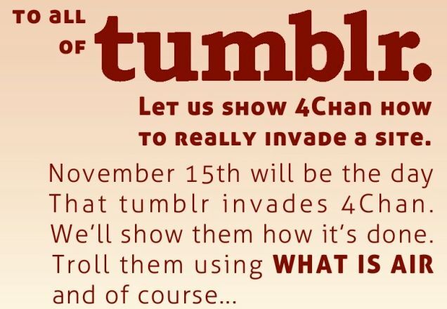 4chan Wages War on Tumblr: Whoever Wins, We All Lose (Updated)