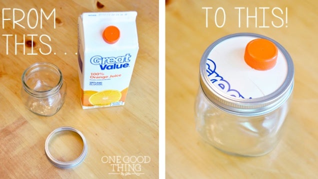 Combine a Mason Jar and Juice Carton into a Resealable Dispenser