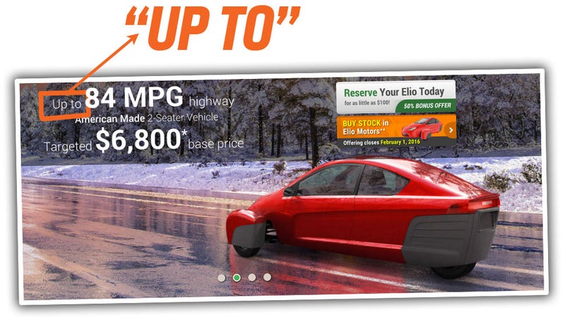 Elio Is Now Advertising Up To 84 MPG