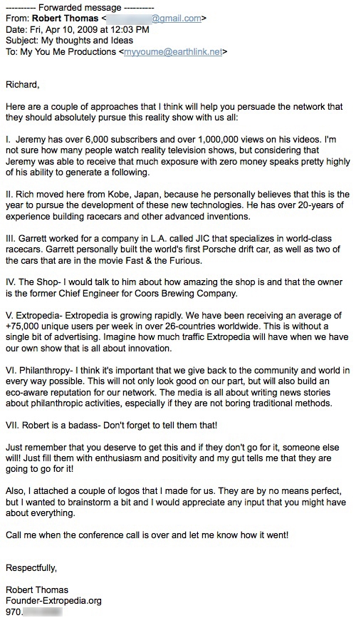 Emails Between Richard Heene and Robert Thomas