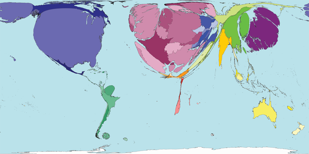 A World Map Based on Scientific Research Papers Produced