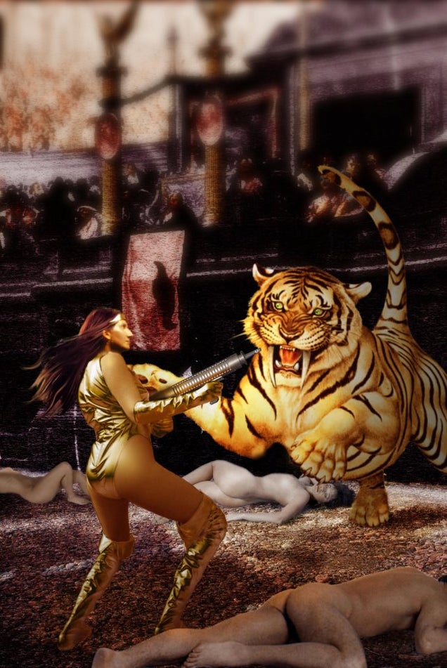 Artist helps wife fight cancer by turning her into a sexy pulp warrior