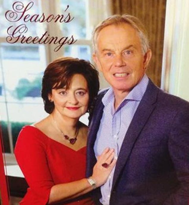 Season's Greetings from Tony Blair and His Worst, Creepiest Smile 