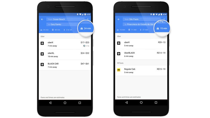 Google Maps Now Includes a Tab For Uber