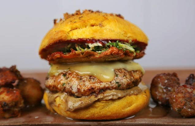 A whole Thanksgiving feast condensed in this gorgeous burger