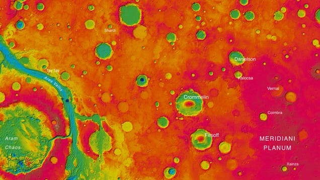 This Elevation Map Of Mars Makes The Red Planet Much More Colorful