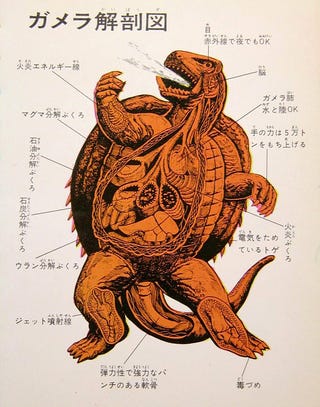 Kaiju anatomical charts reveal organs that allow monsters to shoot ninja stars out of their eyes