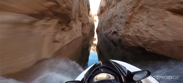 Jet skiing through a canyon looks a lot like podracing in Star Wars