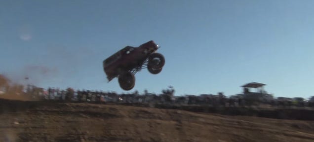 Monster Truck Crumples After Massive Jump