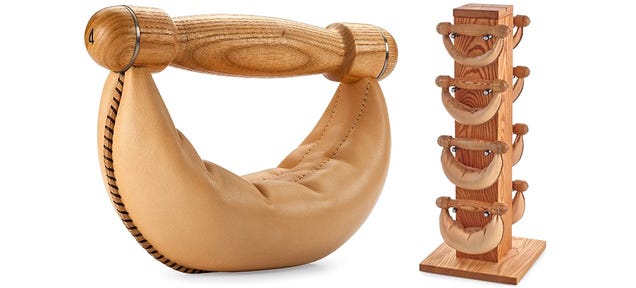 Start Burning Off That Turkey With This Wood and Leather Weight Set