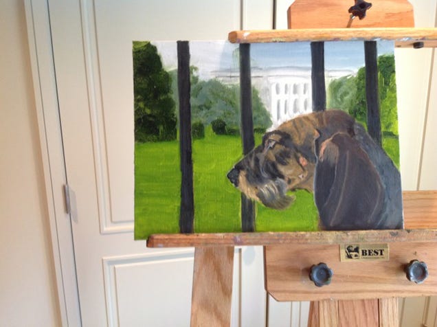A Watermelon, a Golf Course, a Horse, and Monstrous Dogs: 12 New Paintings from George W. Bush