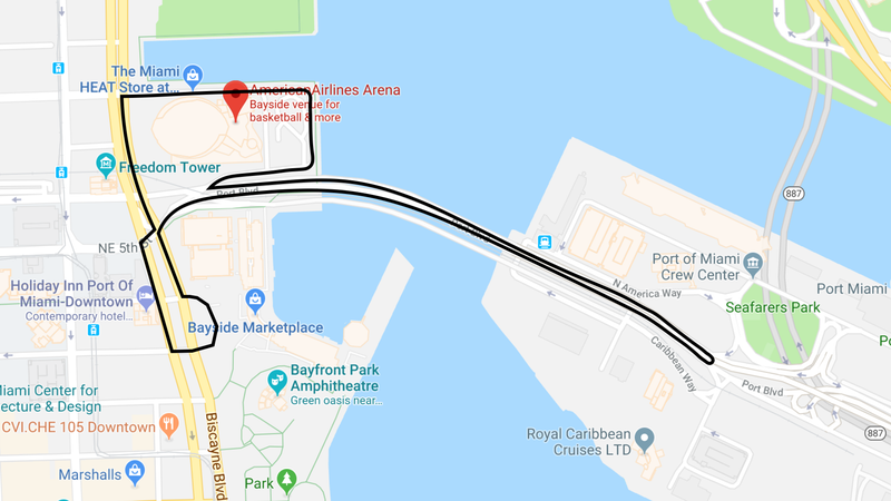 建议的迈阿密f1赛道看起来像一堆鲍比针脚一起捣碎
