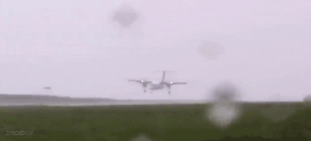 I can&#39;t believe this twisting plane managed to land in such bad weather