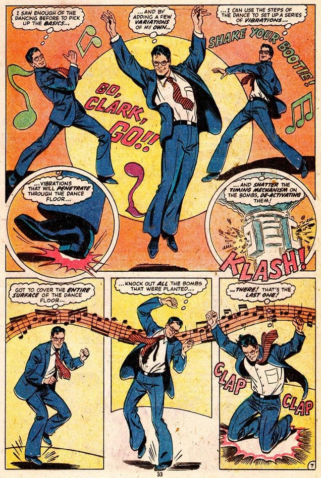 Remember when Superman disarmed a bomb by disco dancing?