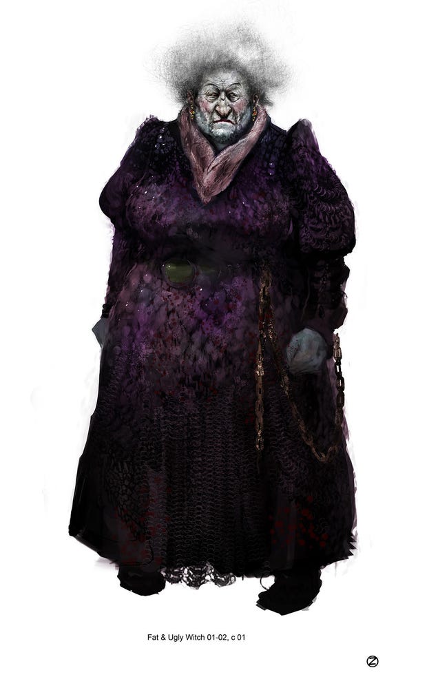 The grotesque witch concept art from Hansel & Gretel will probably turn you on