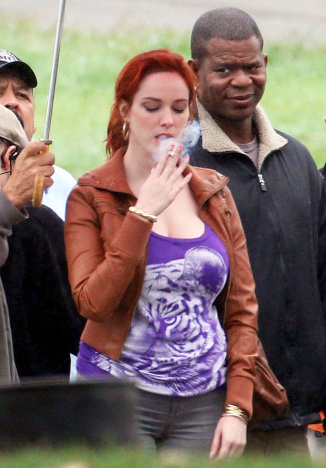 Man Mesmerized By Sight Of Christina Hendricks Sucking And Blowing