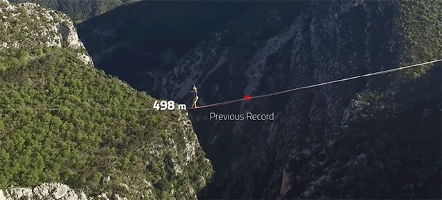 Walking a Record-Breaking 3,346 Feet on a Slackline Over Mountains Is Truly Crazy