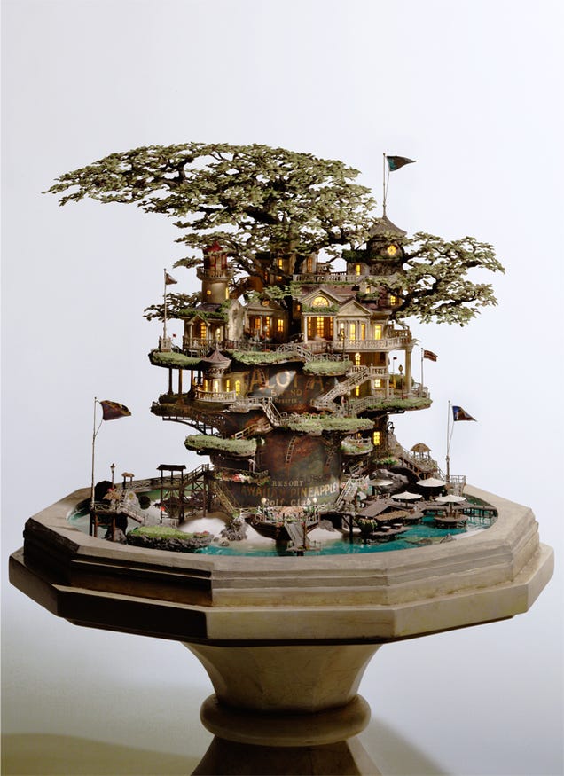 Artist transforms bonsai trees and empty cans into insane Lilliputian cities