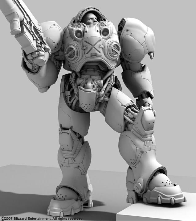 A StarCraft II Marine Won't Shoot Monsters This Pretty