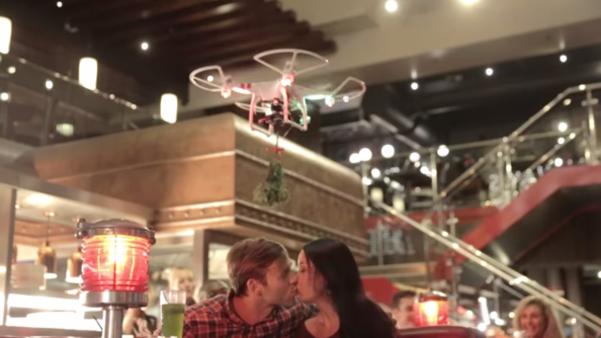TGI Friday's Dumb Mistletoe Drone Cut Somebody's Face Open