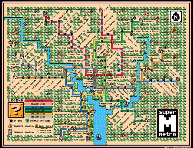 Washington DC's Metro Line Makes A Perfect Super Mario World Map