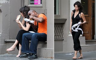 Paz de la Huerta Eats Burrito While Showing Bra