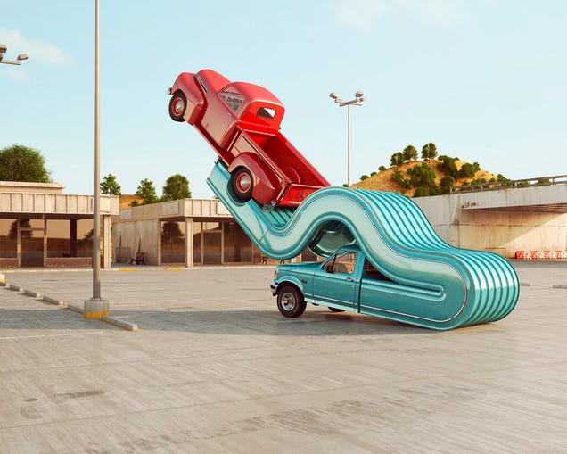 Cool renders of trucks bending beyond the laws of physics