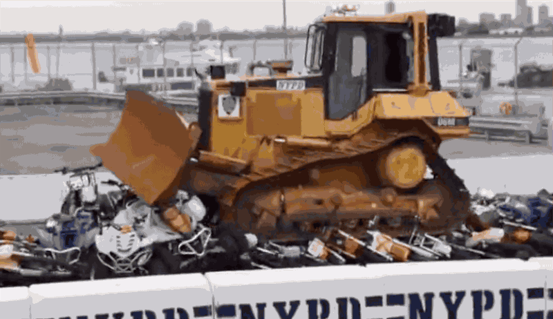 The NYPD Just Ran Over a Bunch of Dirt Bikes With a Bulldozer Live on Facebook