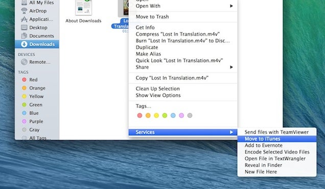 Add a "Move to iTunes" Option to OS X with a Finder Service