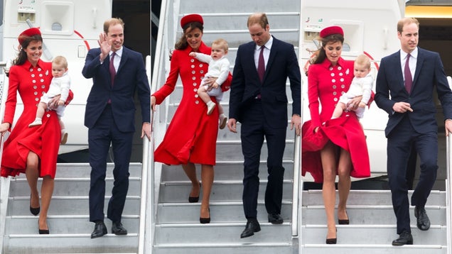 Duchess Kate, Prince William and Prince George Deplane in High Style