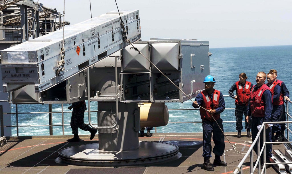 This is how they load missiles on a US Navy ship