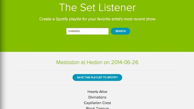 The Set Listener Creates Spotify Playlists of an Artist's Recent Show