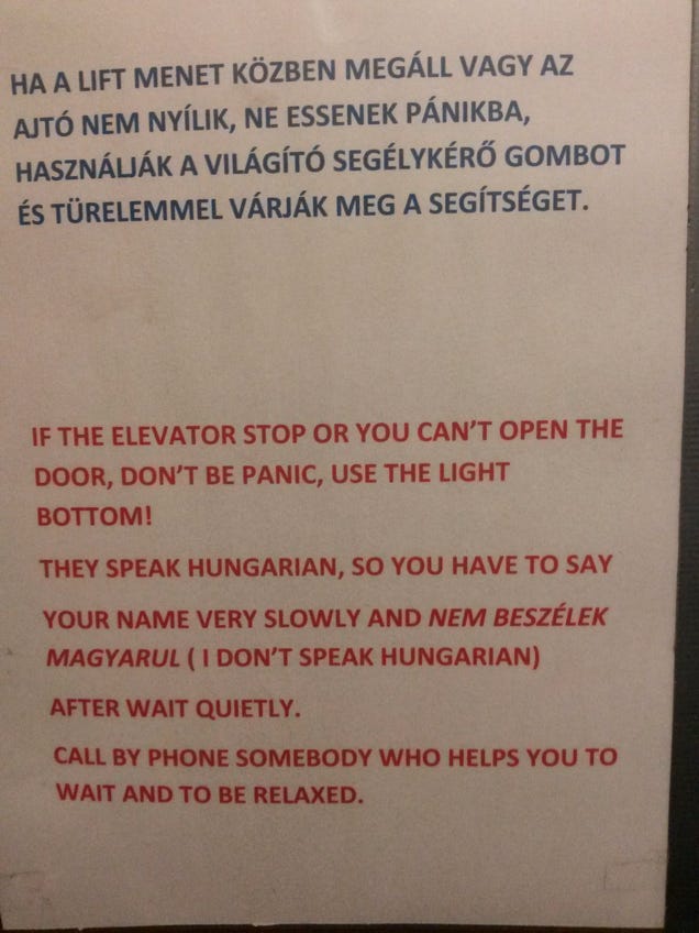 Ha külföldi vagy, ebben a liftben kell bent ragadnod!