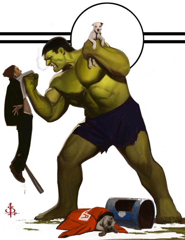 What If Norman Rockwell Drew The Hulk And The Ninja Turtles?