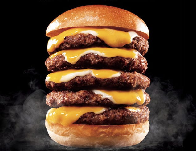 Can anyone really eat this insane five-patty Japanese cheeseburger?