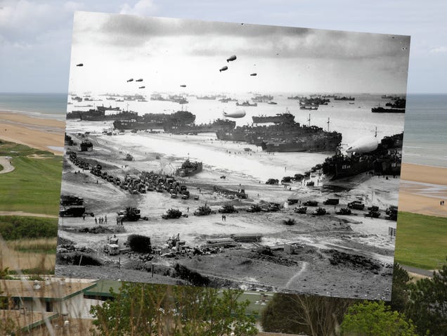 15 fotomontajes de Normandía que unen el Día-D con el presente