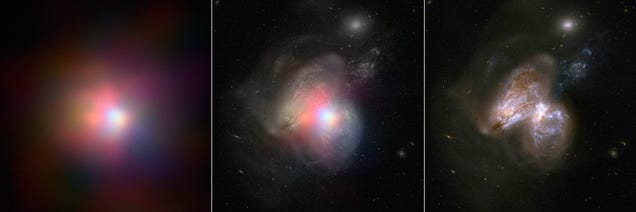 Here Are Two Galaxies With Supermassive Black Hole Hearts Colliding