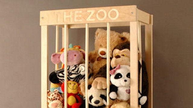 wooden zoo for stuffed animals