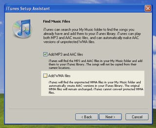 If your WMA files aren't copy protected, iTunes will allow you to import your Windows Media Player library. However, by default it will convert them into 