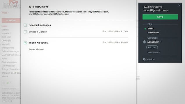 Use Evernote's Web Clipper to Save Entire Gmail Threads