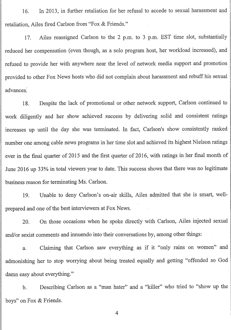 Here Is Gretchen Carlson’s Sexual Harassment Complaint Against Roger Ailes