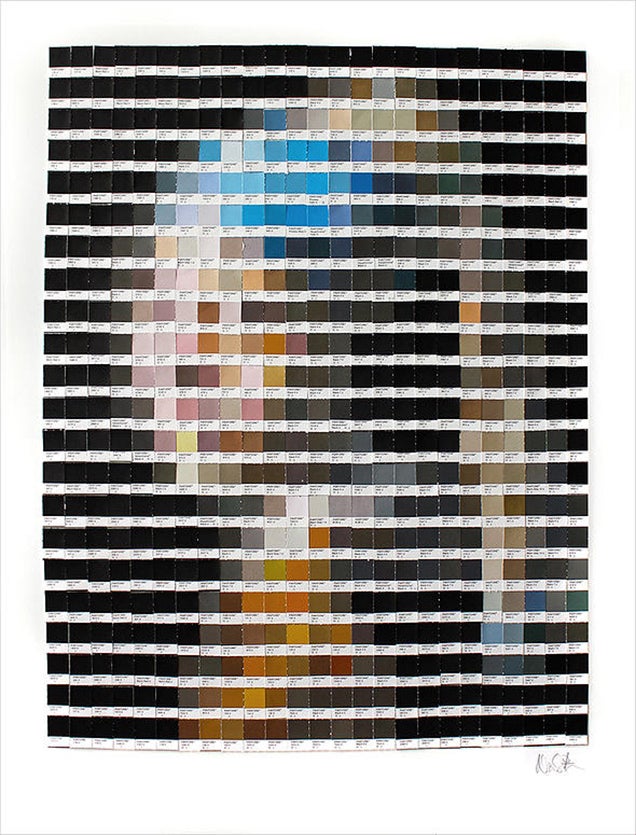 Classic paintings recreated using Pantone color chips