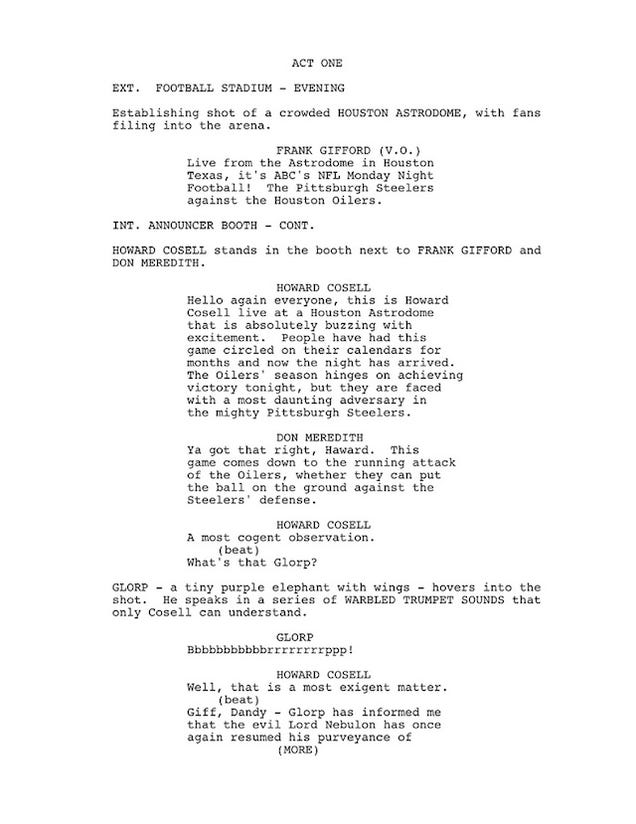 Excerpts From The Long-Lost Script For Monday Night Football: The Cartoon