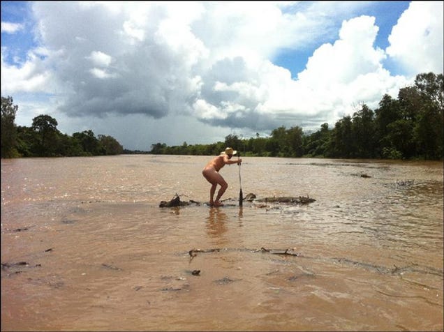 Drunk, Naked Fisherman Paddles Across Croc-Infested River on a Log to Win Bet for Whiskey: 'It Seemed Like a Good Idea at the Time' (NSFW)