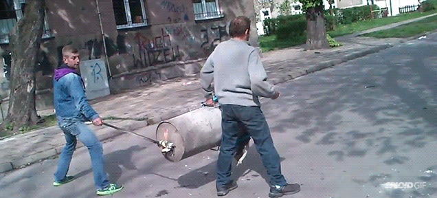Ridiculously powerful handheld cannon blows up on the street