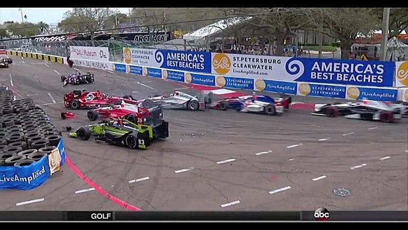 Weird IndyCar Wreck Gridlocks Half Of The Field 