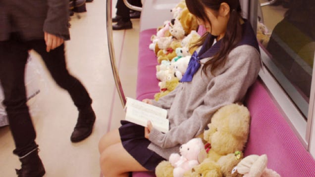 Schoolgirl Hogs Subway Seats with Her Furry Friends